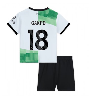 Liverpool Cody Gakpo #18 Segunda Equipación Niños 2023-24 Manga Corta (+ Pantalones cortos)